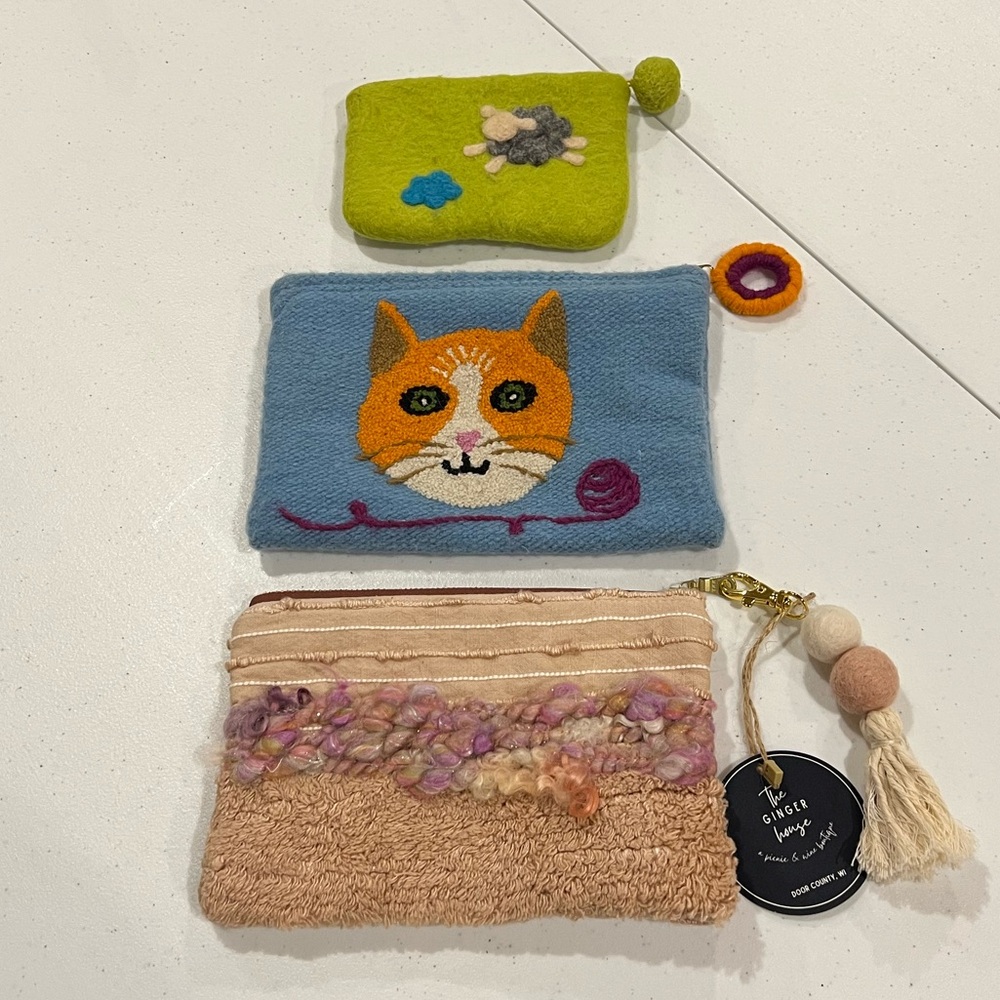 Trio of make-up bags, zipper pouches